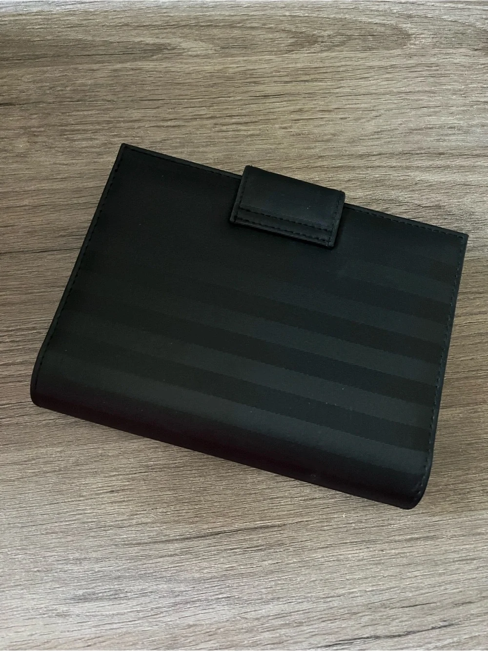 DAY-TIMER Black Striped Vinyl 6-Ring Organizer Binder Planner Cover Snap Close